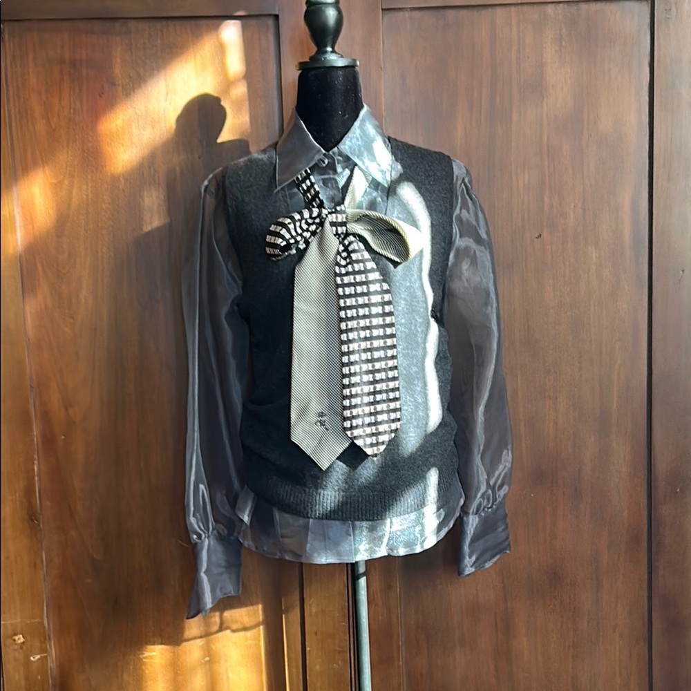 Upcycled Silk Ties Scarf - Annie Hall Vibes - Picture 2 of 8